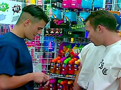 Horny gay sex in the supermarket