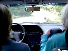Blonde Granny fucked by young driver