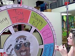 cutie spins the wheel of sex and ends up giving head Staci Silverstone